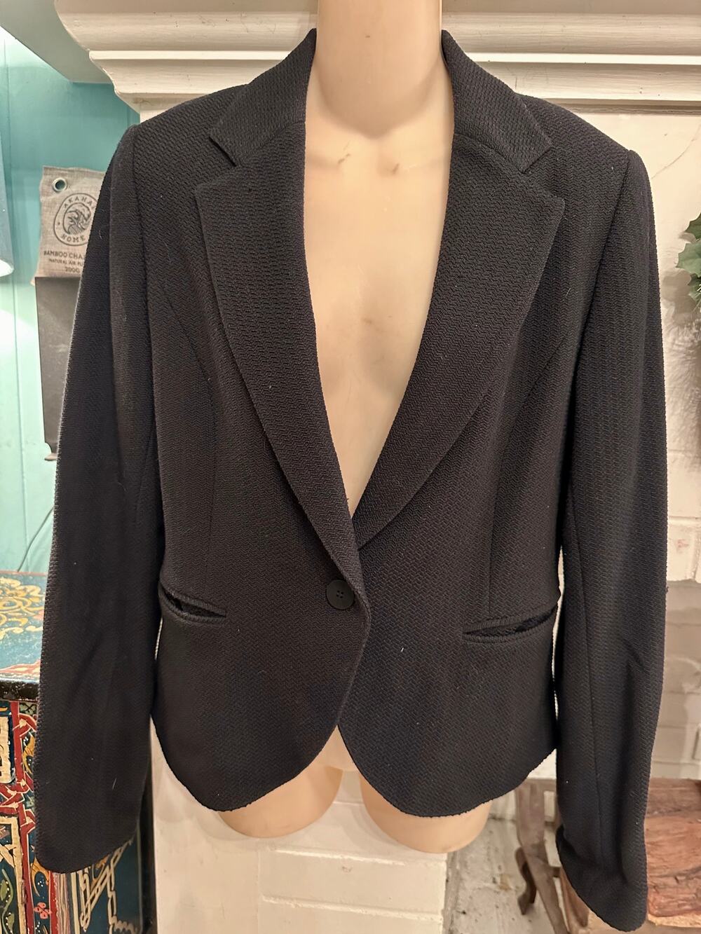 LAFAYETTE 148 BLACK WOOL SLIM CUT FITTED  JACKET BLAZER